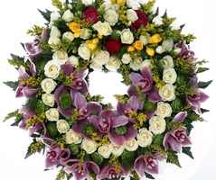 Corona di fiori per cerimonie funebri. Codice 115