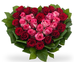 Cuore di fiori con Rose Rosse e Rosa Codice: A124